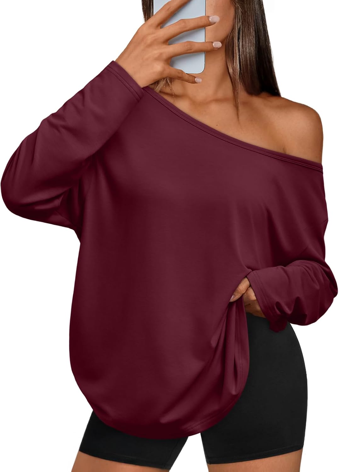 Jovan Women's One-Shoulder Top – Asymmetric Neckline, Full-Length Sleeves & Loose Silhouette