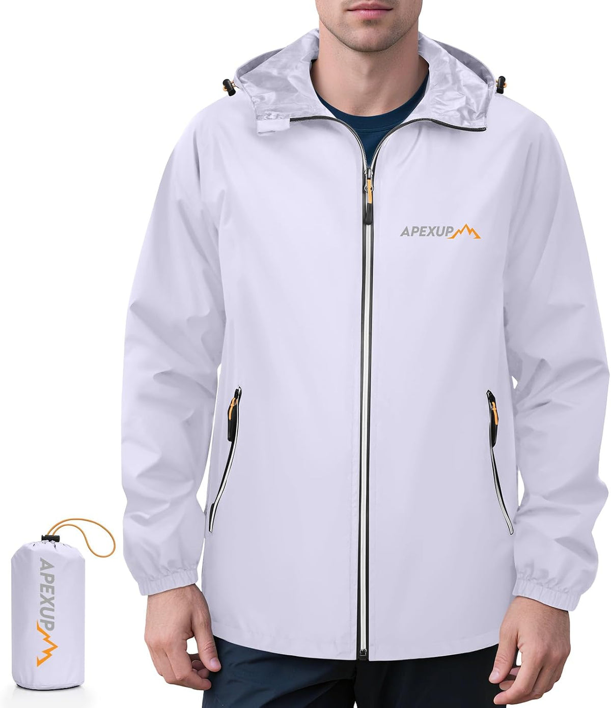 Esteban Men's Waterproof Rain Jacket – Packable, With Hood, Reflective & 4 Handy Pockets