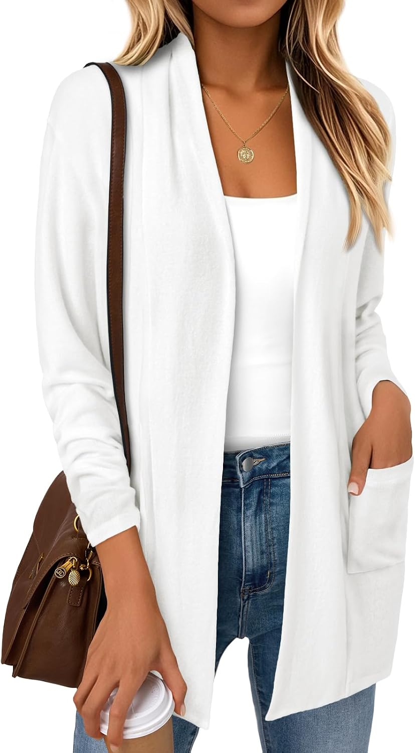 Callum Women's Hip-Length Cardigan – Double Placket, Handy Pockets & Easy Fit
