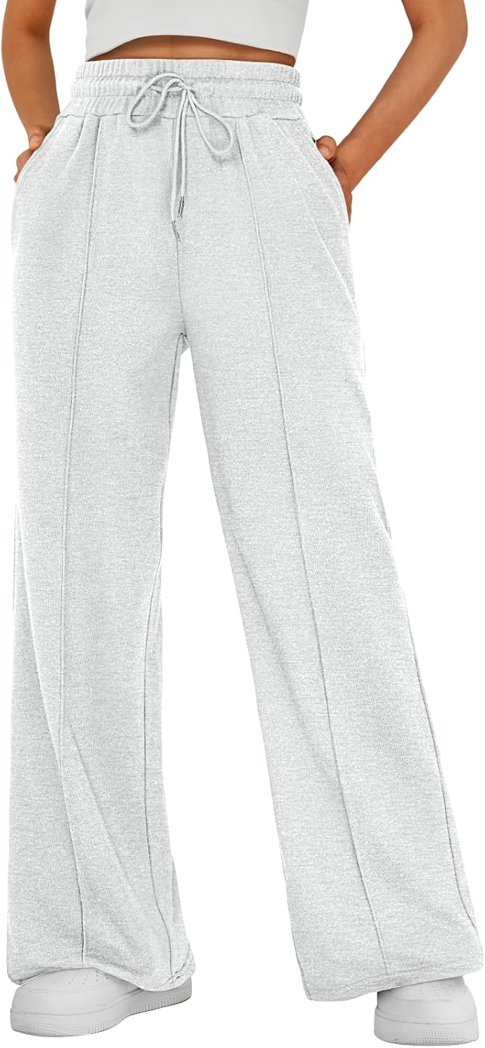 Kirstyn Women's Wide-Leg Sweatpants – High-Rise Waist, Drawstring & Side Slip Pockets