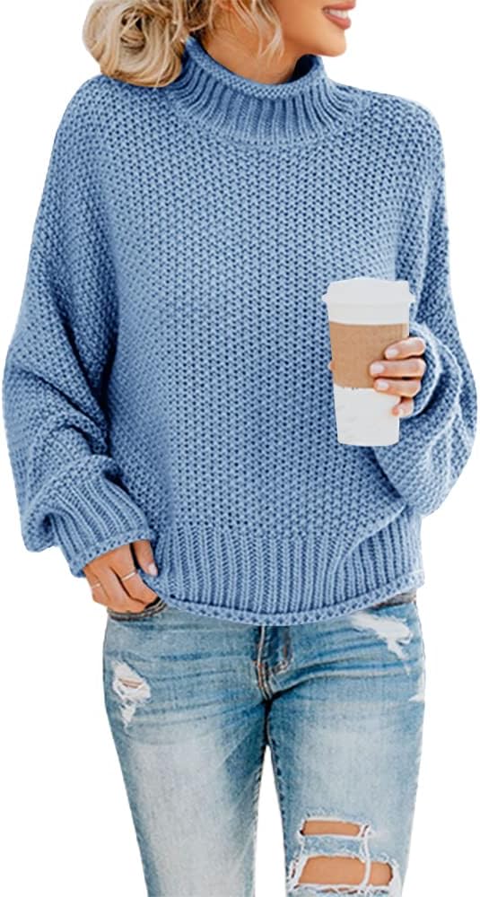 Harlan Women's Cable Knit Turtleneck Sweater – Dolman Sleeves, Loose Silhouette & Hip Length