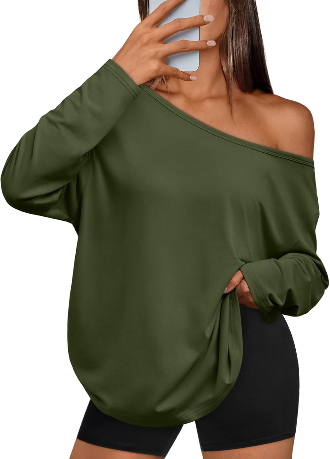 Jovan Women's One-Shoulder Top – Asymmetric Neckline, Full-Length Sleeves & Loose Silhouette