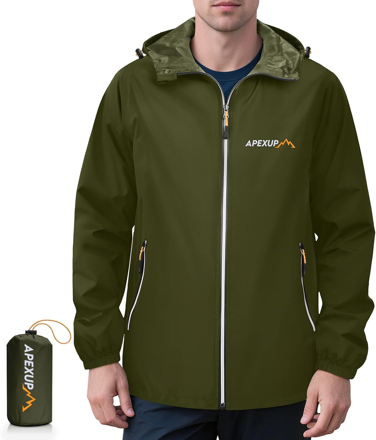 Esteban Men's Waterproof Rain Jacket – Packable, With Hood, Reflective & 4 Handy Pockets