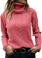 Margot Women's Cable Knit Sweater – Turtleneck Long Sleeve Slim Fit Pullover