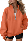 Godfrida Women's Oversized Quarter-Zip Sweatshirt – Mock Neck, Fleece-Lined Interior & Handy Pockets