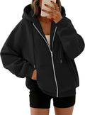 Tavish Women's Oversized Zip-Up Hoodie – Fleece, Drawstring Hood & Side Slip Pockets