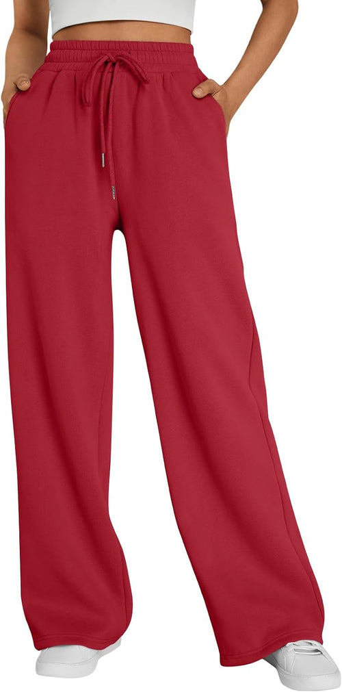 Bettina Women's Wide-Leg Sweatpants – High-Rise Waist, Drawstring & Handy Pockets