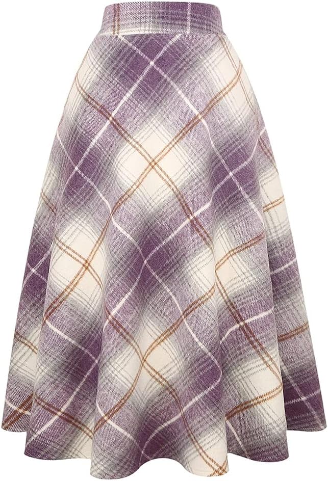 Niamh Women's Plaid Wool-Blend Skirt – High-Rise Waist, A-Line Fit & Side Slip Pockets