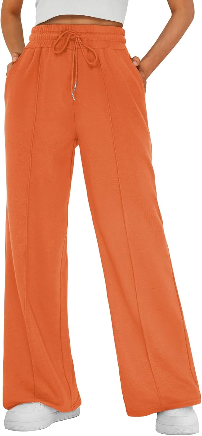 Kirstyn Women's Wide-Leg Sweatpants – High-Rise Waist, Drawstring & Side Slip Pockets