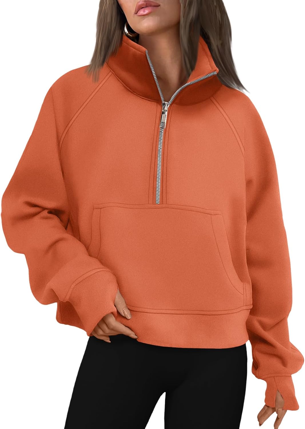 Delphinia Women's Fleece-Lined Hoodie – Dropped-Shoulder Design, Thumb Holes & Front Pouch Pocket