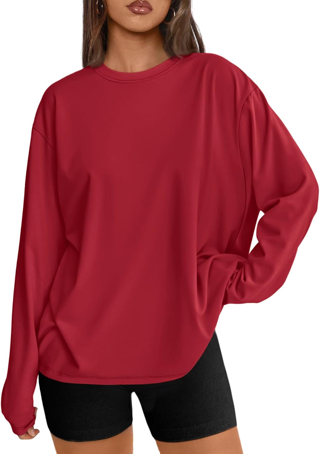 Bexley Women's Oversized Long-Sleeve T-Shirt – Round Neckline, Stretchy Material & Comfortable Fit