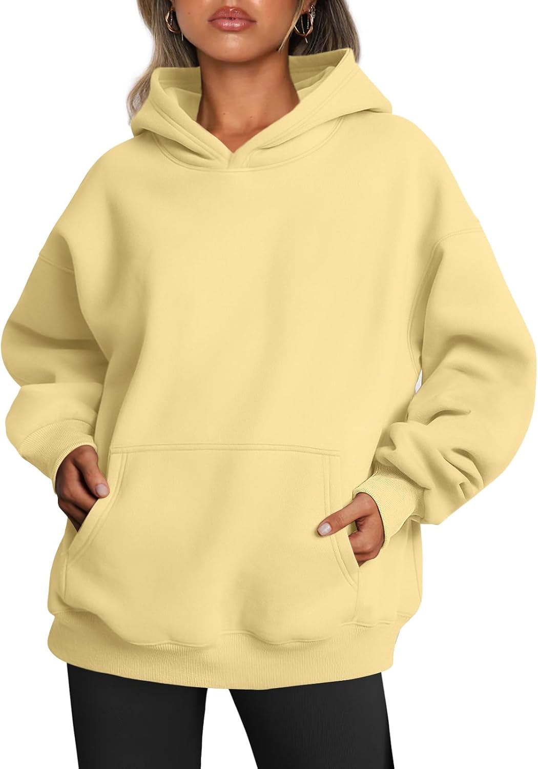 Umeko Women's Oversized Fleece Hoodie – Dropped-Shoulder Design, Front Pouch Pocket & Pullover