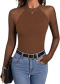 Vianne Women's Floral Mesh Top – Mock Neck, Sheer Raglan Sleeves & Double-Lined Body