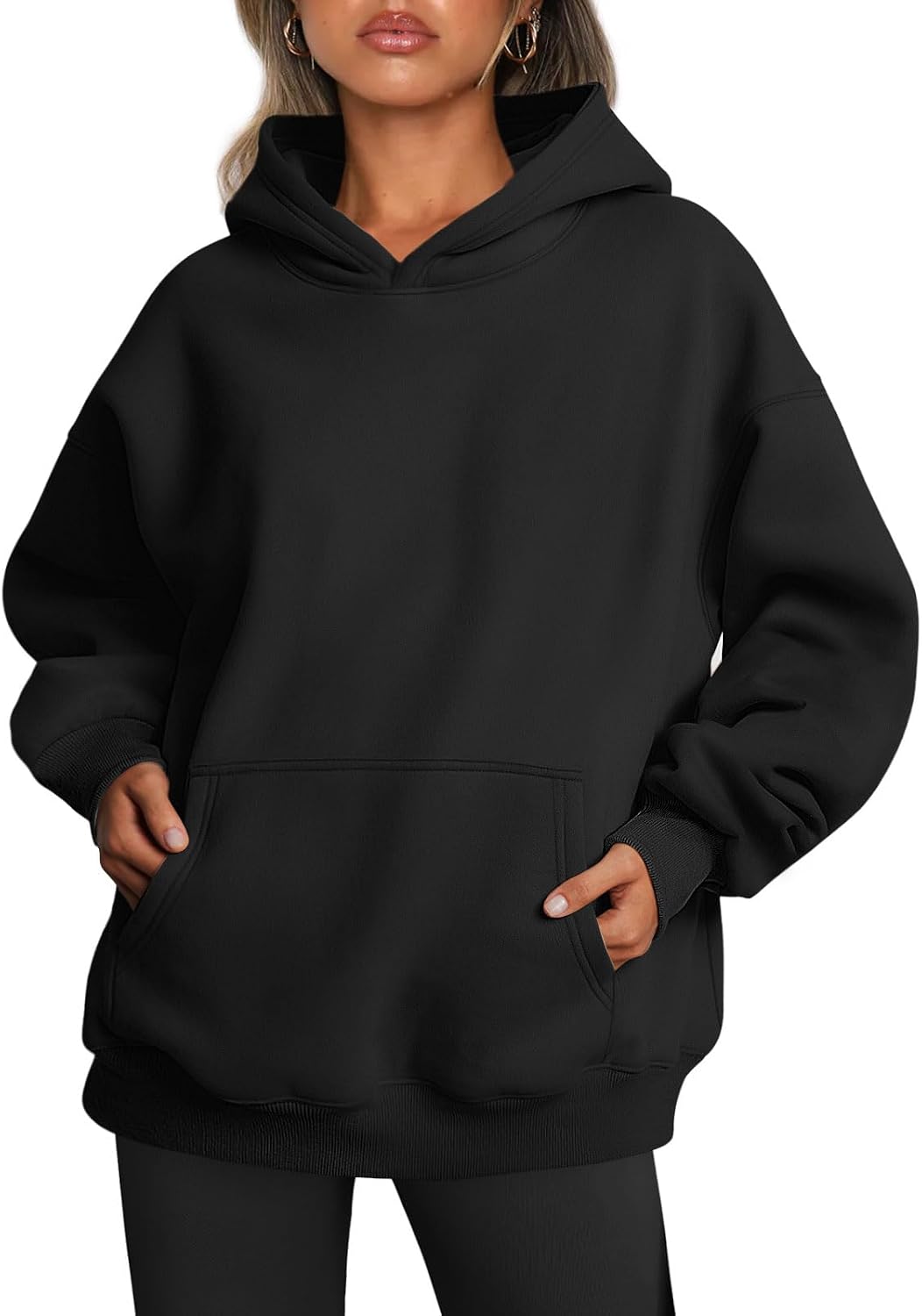Umeko Women's Oversized Fleece Hoodie – Dropped-Shoulder Design, Front Pouch Pocket & Pullover