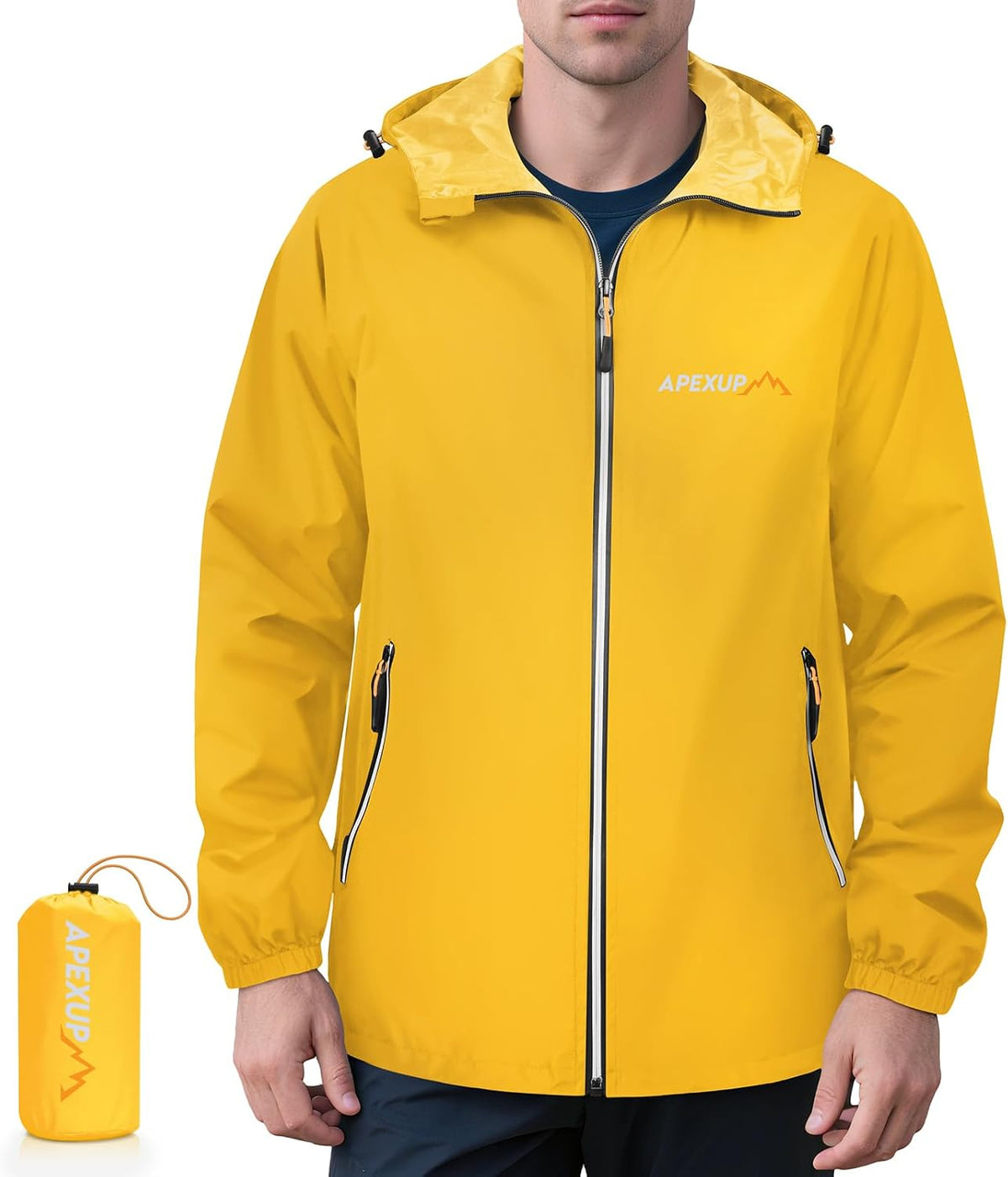 Esteban Men's Waterproof Rain Jacket – Packable, With Hood, Reflective & 4 Handy Pockets