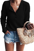 Tullia Women's Waffle Knit Henley Top – V-Neckline, Dolman Sleeves & Comfortable Fit