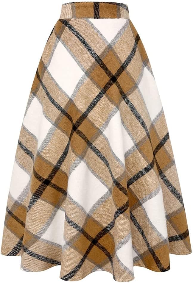 Niamh Women's Plaid Wool-Blend Skirt – High-Rise Waist, A-Line Fit & Side Slip Pockets