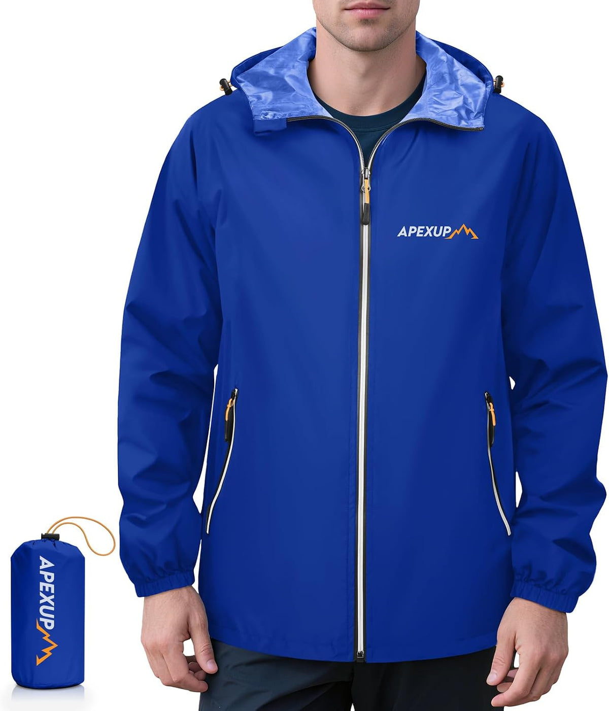 Esteban Men's Waterproof Rain Jacket – Packable, With Hood, Reflective & 4 Handy Pockets