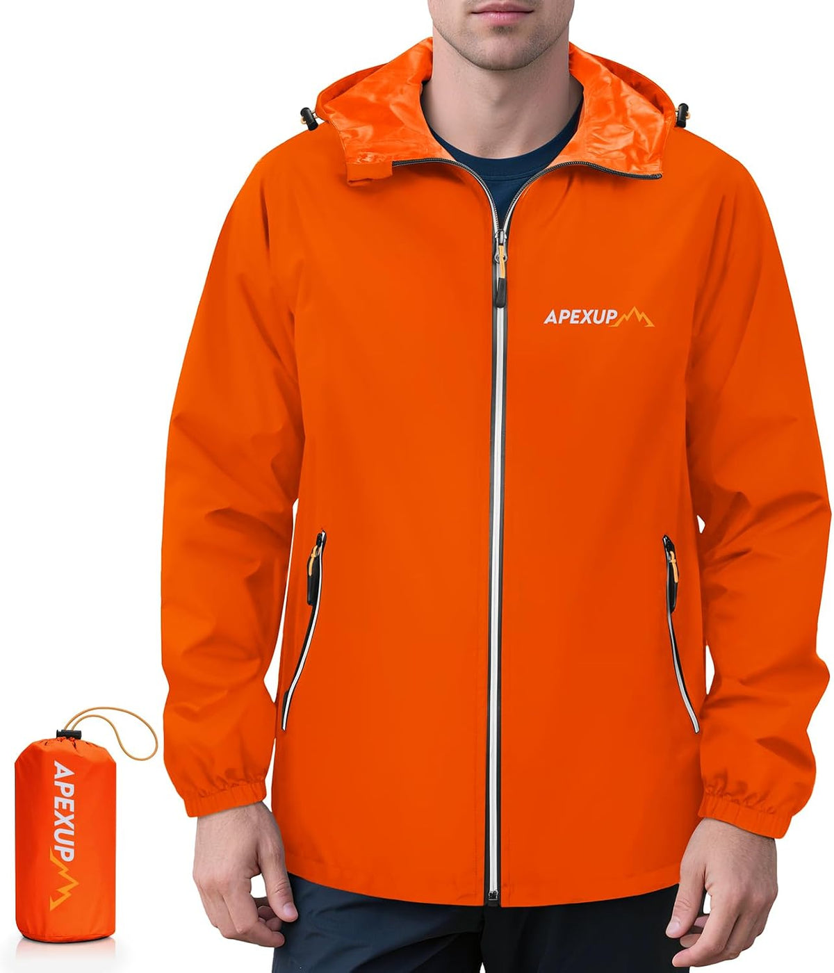 Esteban Men's Waterproof Rain Jacket – Packable, With Hood, Reflective & 4 Handy Pockets