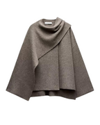 Perpetua Women's Poncho – Asymmetric Wool Design, Chic and Perfect for Winter Warmth