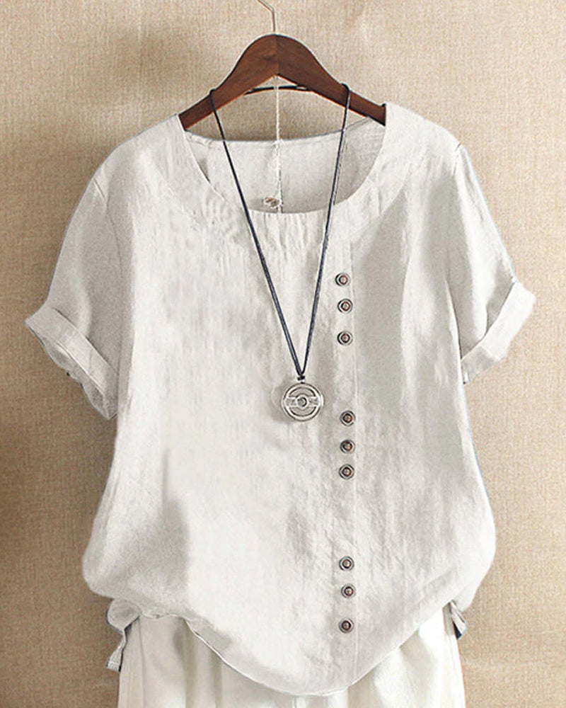 Vireo Women's Blouse – Lightweight Linen Blouse with Button-Up Front & Effortless Natural Look