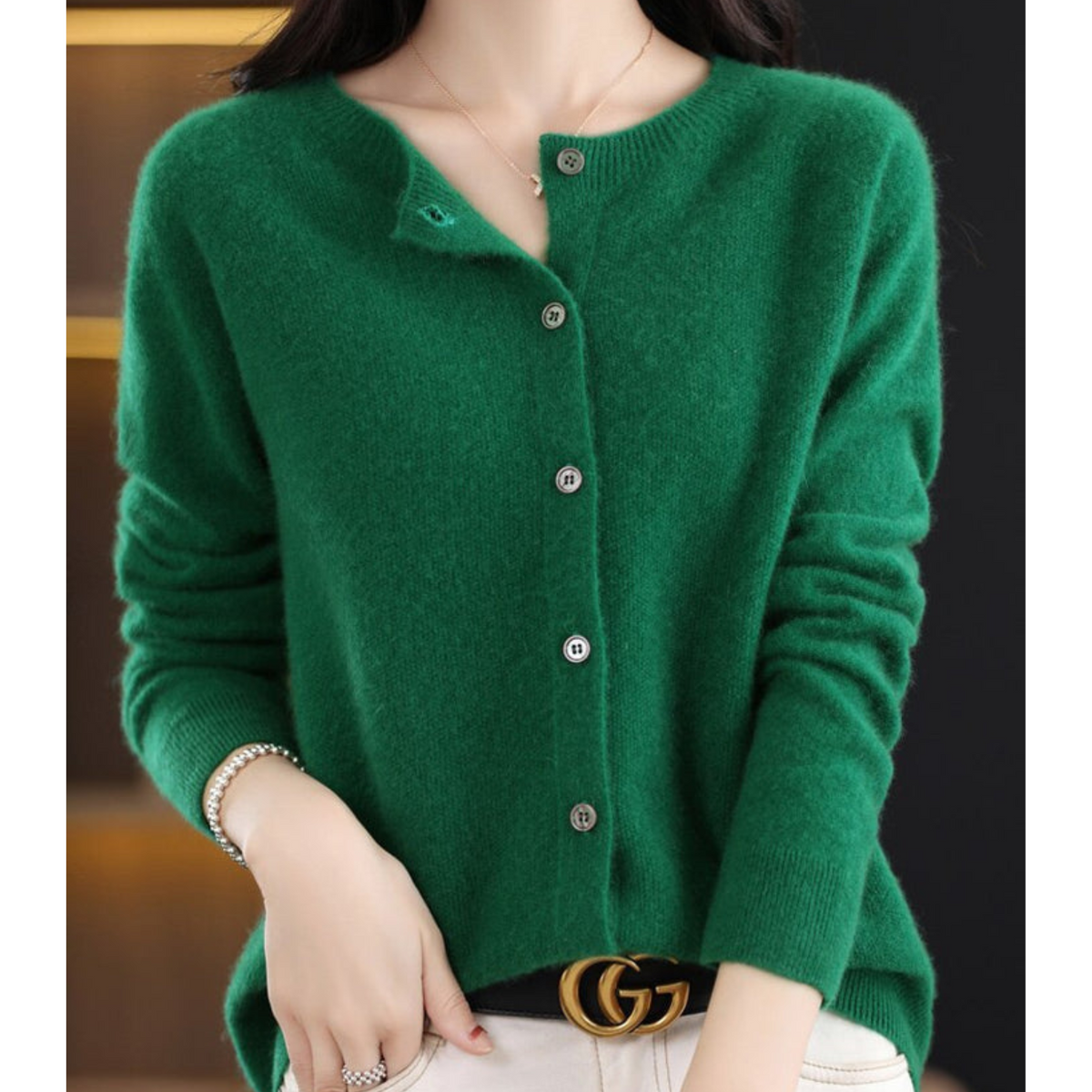 Elian Women's Cardigan – Sophisticated Gentle Merino Wool & Cashmere Cardigan with Crewneck