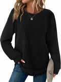 Dresden Women's Waffle Knit Tunic Top – Round Neckline, Full-Length Sleeves & Curved Hem