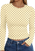 Sienna Women's Fitted Long Sleeve Top – Crew Neck Stretch Slim Fit Basic Shirt