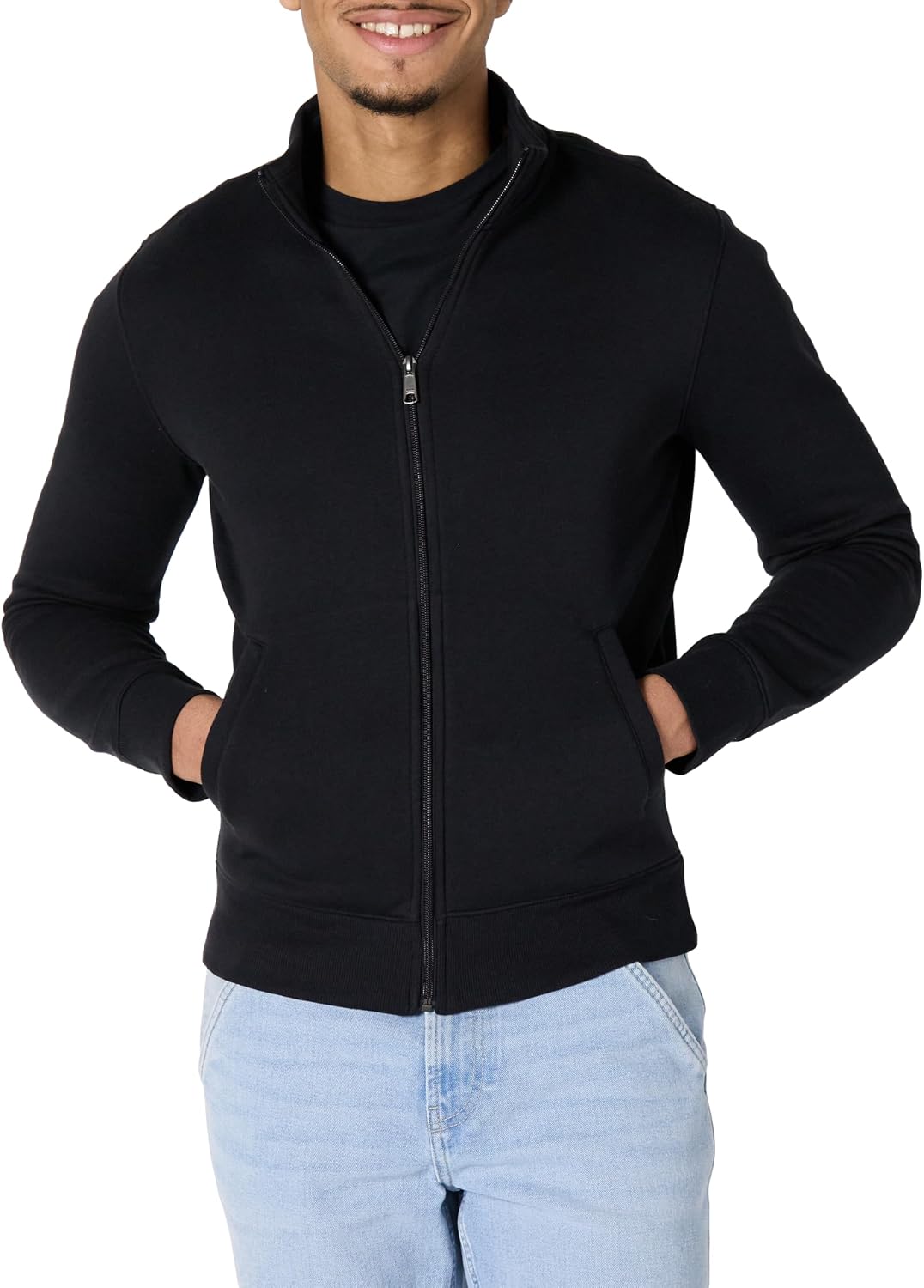 Brennus Men's Full-Zip Fleece Sweatshirt – Mock Neck, Regular Fit & Front Handy Pockets