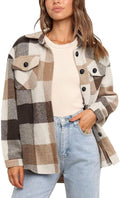 Xerxine Women's Plaid Shacket – Relaxed Silhouette, Button-Up Front & Front Chest Pockets