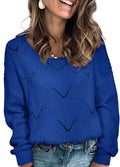 Ingrida Women's Hollow Knit Sweater – Convertible Neckline, Full-Length Sleeves & Relaxed Silhouette