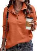 Faolan Women's Henley Sweatshirt – V-Neckline, Ribbed Texture & Easy Fit