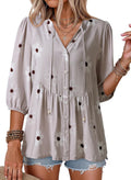 Adalgisa Women's Floral Peplum Blouse – V-Neckline, Tie Front & Button-Down Design