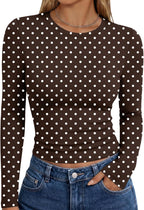 Sienna Women's Fitted Long Sleeve Top – Crew Neck Stretch Slim Fit Basic Shirt