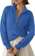 Eowyn Women's Ribbed Quarter-Zip Sweater – V-Neckline, Dropped-Shoulder Design & Comfortable Fit