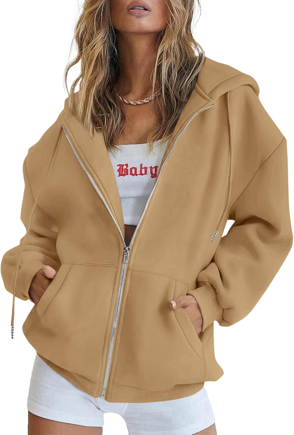 Wilhelmina Women's Zip-Up Hoodie – Drawstring Hood, Side Slip Pockets & Easy Fit