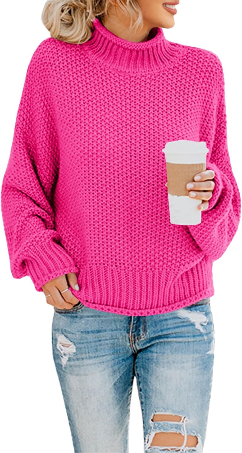 Harlan Women's Cable Knit Turtleneck Sweater – Dolman Sleeves, Loose Silhouette & Hip Length