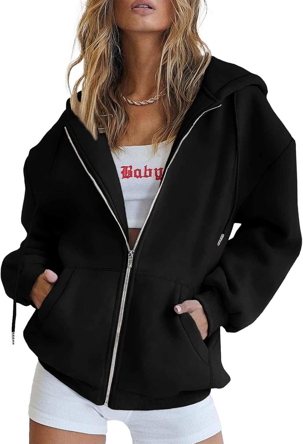 Wilhelmina Women's Zip-Up Hoodie – Drawstring Hood, Side Slip Pockets & Easy Fit