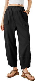 Zorion Women's Wide-Leg Palazzo Trousers – Smocked Waist, Curved Hem & Side Slip Pockets
