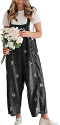 Ilaria Women's Floral Denim Overalls – Wide Leg, Adjustable Straps & Multiple Handy Pockets