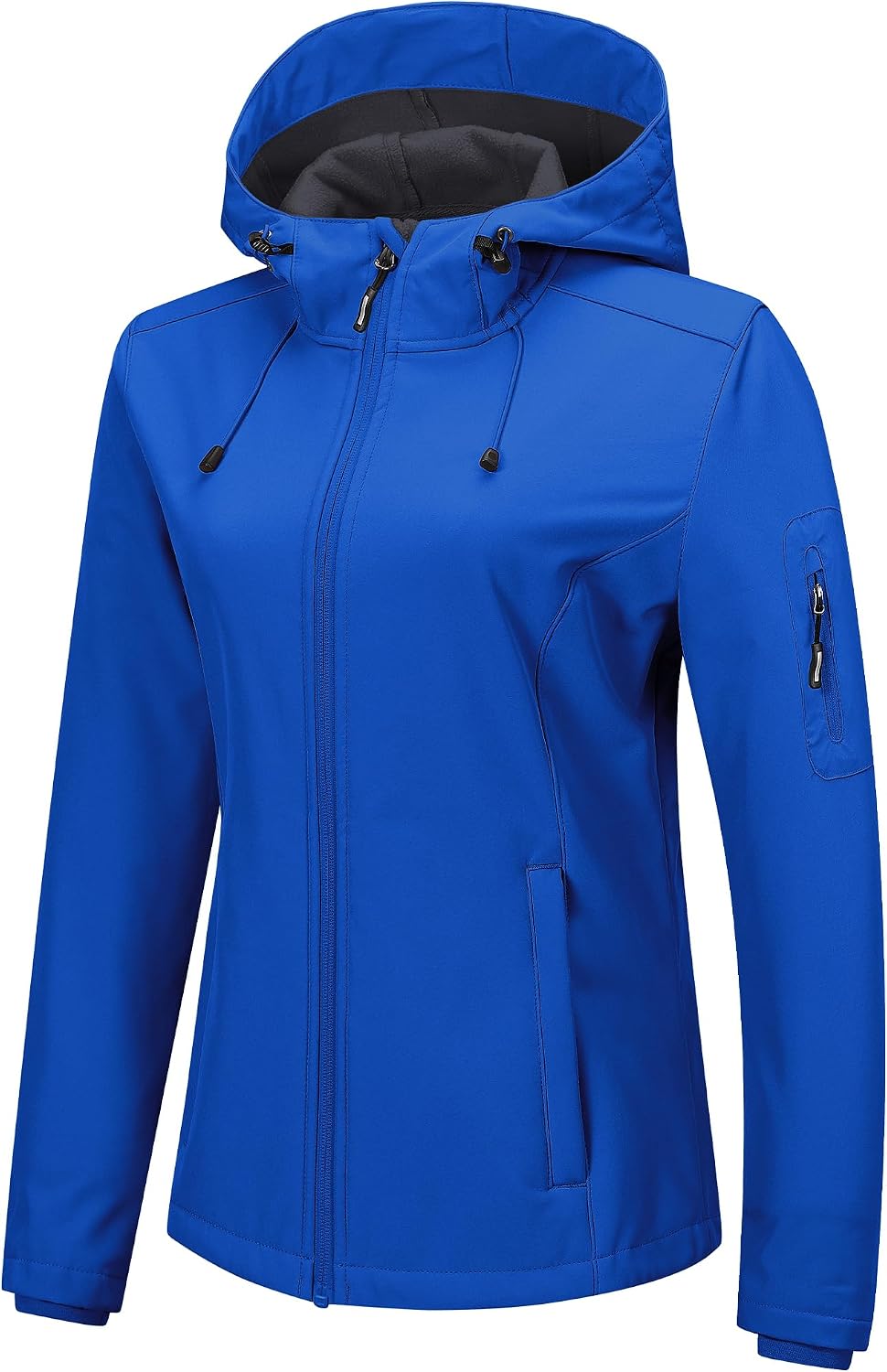 Jarethine Women's Softshell Jacket – Fleece-Lined Interior, With Hood, Windproof & 5 Handy Pockets
