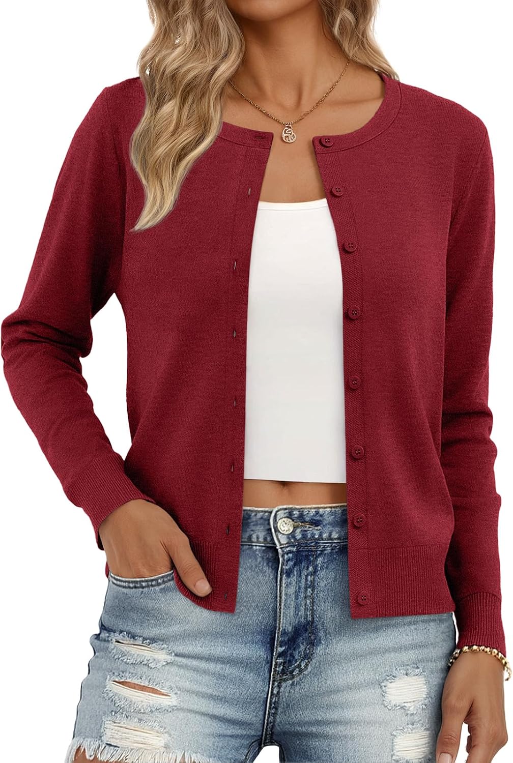 Idris Women's Lightweight Knit Cardigan – Easy Fit, Plush Texture & Layering Style