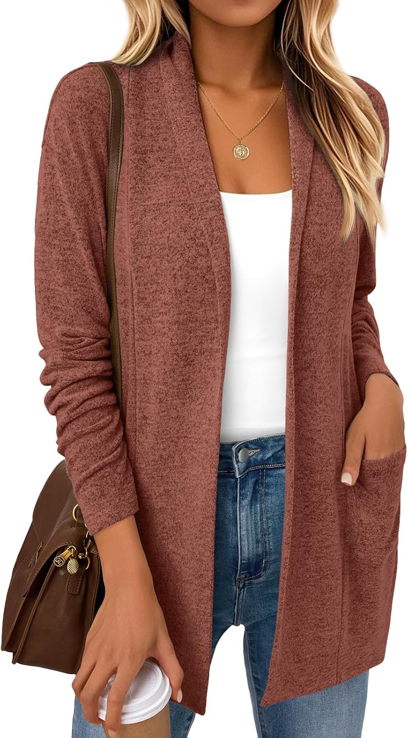 Callum Women's Hip-Length Cardigan – Double Placket, Handy Pockets & Easy Fit