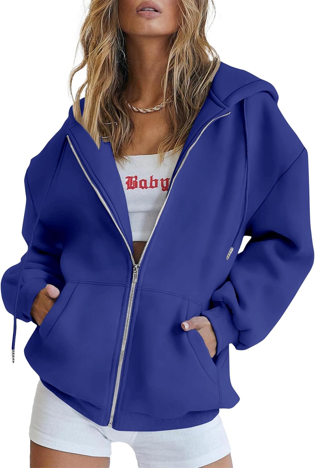 Wilhelmina Women's Zip-Up Hoodie – Drawstring Hood, Side Slip Pockets & Easy Fit
