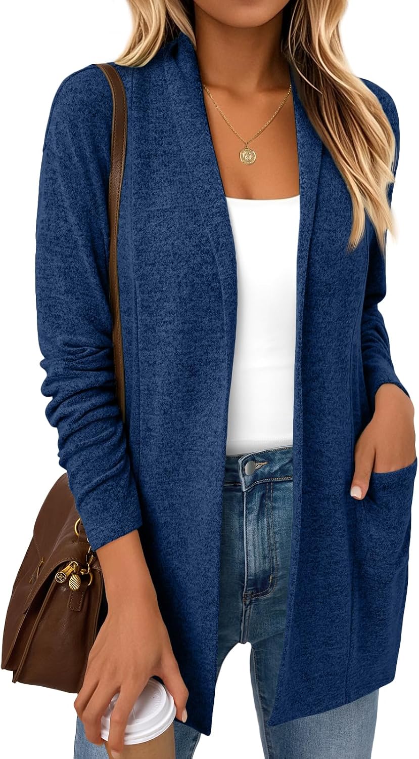 Callum Women's Hip-Length Cardigan – Double Placket, Handy Pockets & Easy Fit