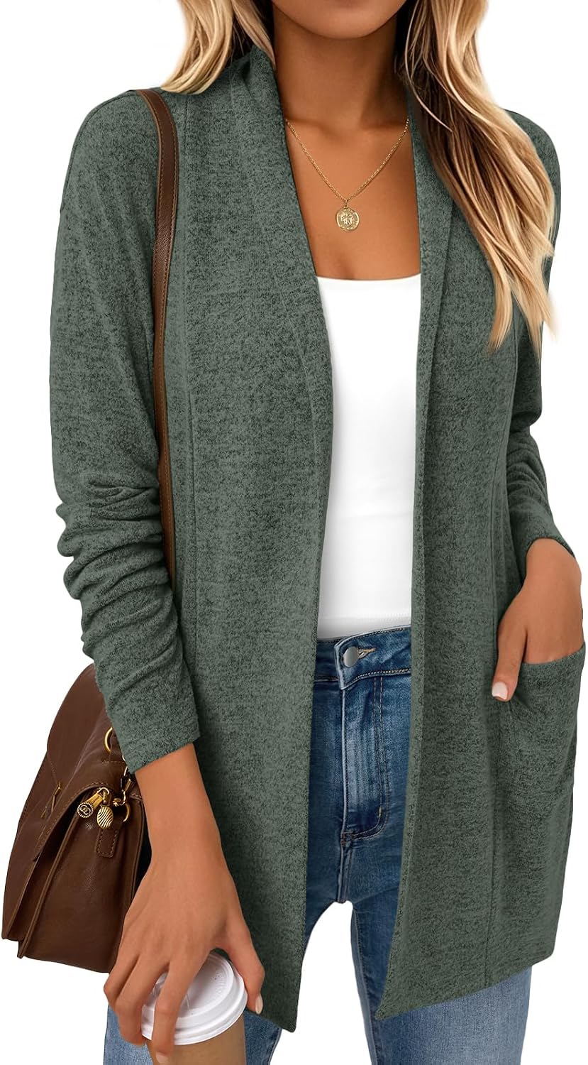 Callum Women's Hip-Length Cardigan – Double Placket, Handy Pockets & Easy Fit