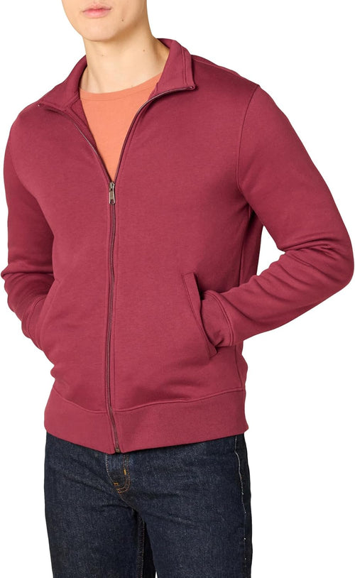 Brennus Men's Full-Zip Fleece Sweatshirt – Mock Neck, Regular Fit & Front Handy Pockets