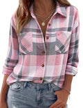 Grishilde Women's Plaid Flannel Shirt – Loose Silhouette, Front Chest Pockets & Button-Up Front