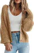 Rasmus Women's Oversized Knit Cardigan – Deep V-Neckline, Button-Up Front & Chunky Knit