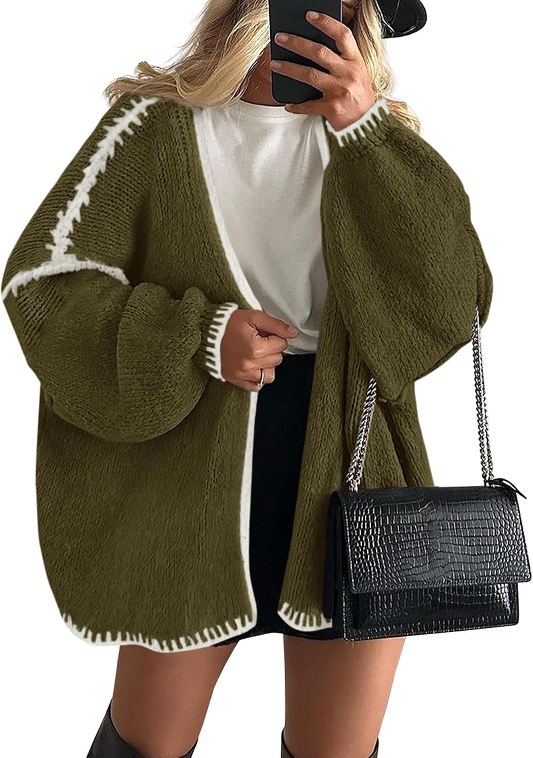 Merida Women's Oversized Cardigan – Open-Front Design, Balloon Sleeves & Longline Fit